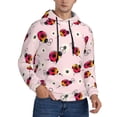 thumbnail image 2 of Pofeuu Ladybugs And Flower Print Mens Casual Hooded Collar Drawstring Hoodies Pullover Sweatshirts Casual Long Sleeve Shirts-Medium, 2 of 7