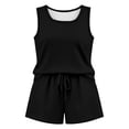 thumbnail image 3 of Telankuip Two Piece Sets for Women Summer Scoop Neck Sleeveless Tank Tops with Drawstring Elastic Waisted Shorts Casual Simple Solid Color Soft Comfortable Basic Workout Outfits Black M, 3 of 3