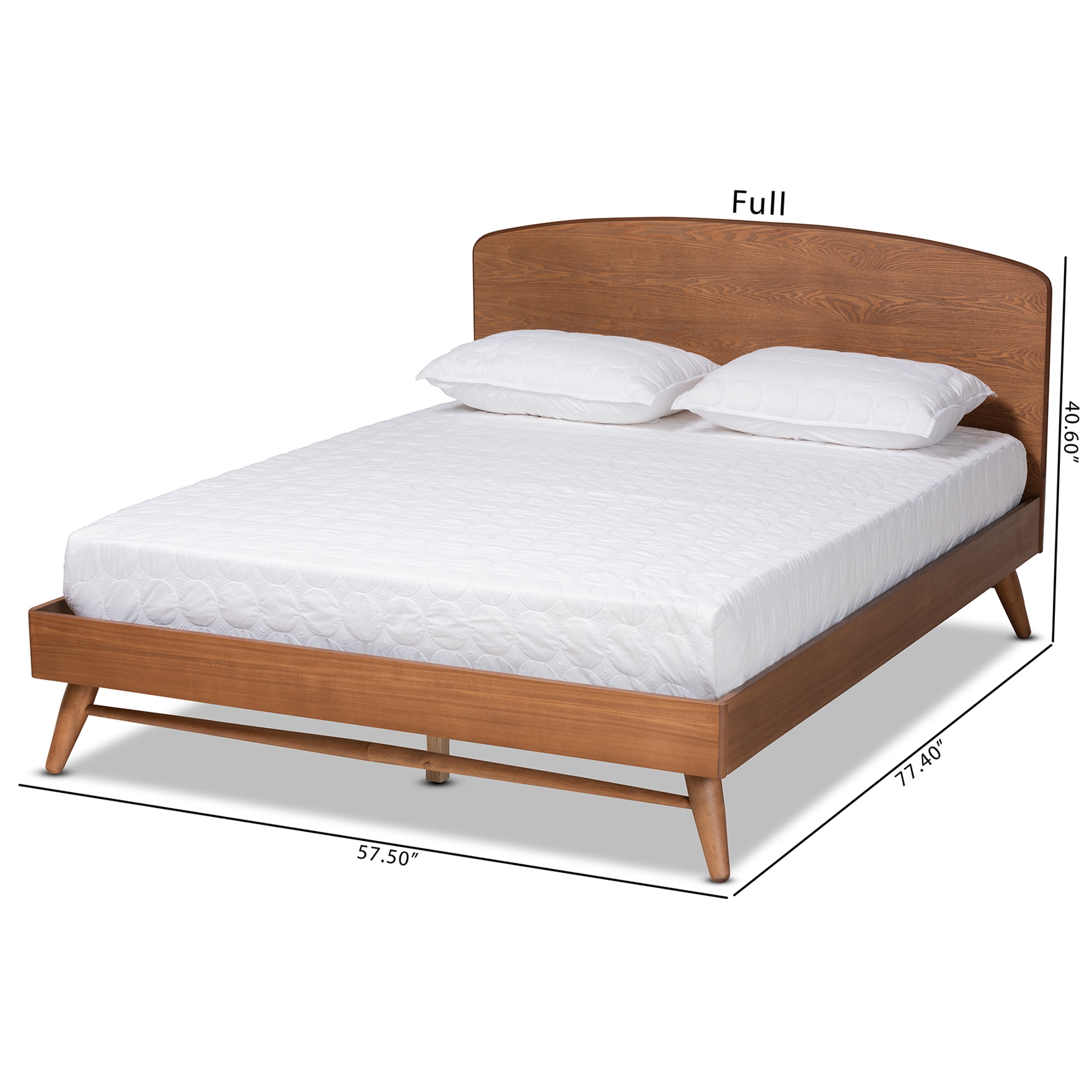 Baxton Studio Keagan Mid-Century Engineered Wood Back Support Platform Bed, Full, Walnut Brown