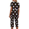 thumbnail image 6 of Women's Halloween Loungewear Set Short Sleeve Crew Neck Top and Capri Pants with Pockets All Over Ghost Pattern Breathable Soft Pajama Set for Daily Casual Wear Black L, 6 of 6