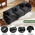 thumbnail image 4 of BedLuxury 111.5’’ Modular Sectional Sofa, Modern Chenille Deep Seat Cloud Couches for Living Room, Apartment, Office, 3-Seat, Black, 4 of 9