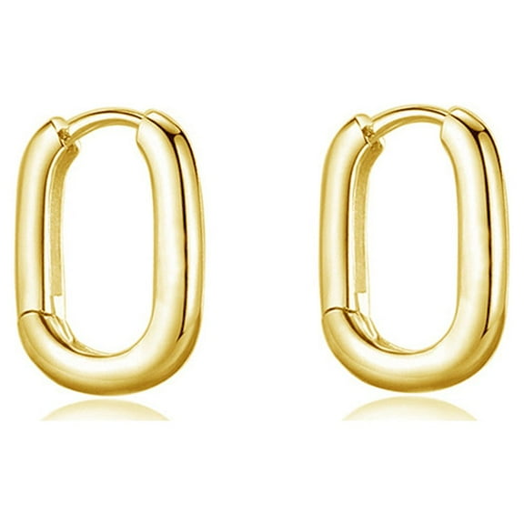 Gold 11mm Small Hoop Earrings Sterling Silver for Women Oval Tube Round Endless Huggie Hoops Hinged Earring