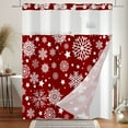 thumbnail image 3 of MIZHONA Red Christmas No Hooks Shower Curtains with Snap in Liner White Snowflake in Red Fabric Bathroom Curtain,71"× 83", 3 of 7