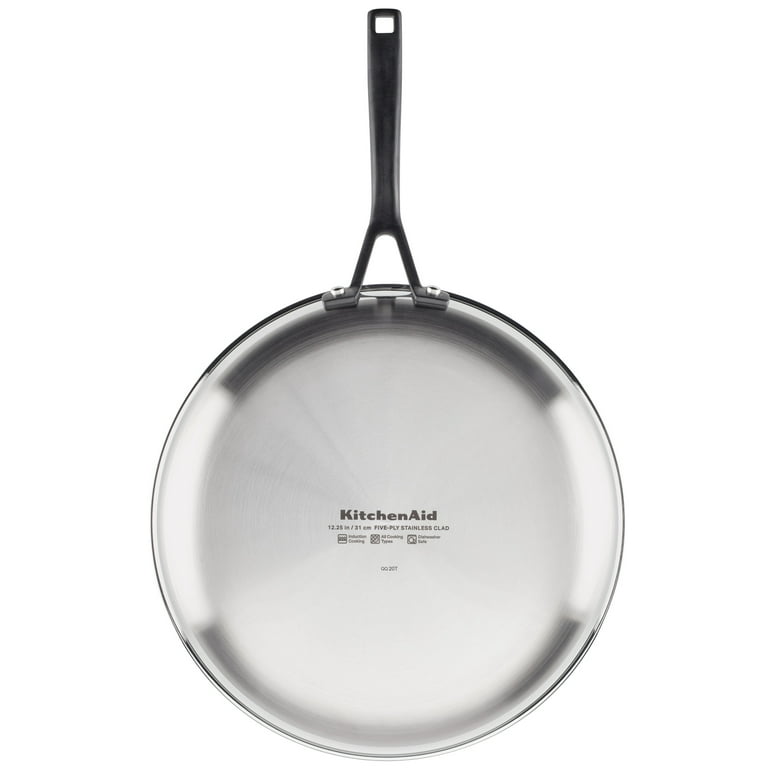 KitchenAid 5-Ply Clad Stainless Steel Induction Frying Pan, 12.25 inch,  Polished Stainless Steel 