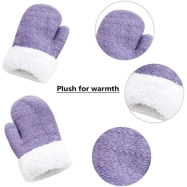 Ensemble Chapeau D'Hiver Pour Enfants Et Mitaines Gants Chauds En Polaire Tricotée Gants Épais Pour Bébé Enfants Tout-Petits
