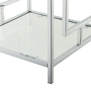 Convenience Concepts Town Square Chrome End Table, Faux White Marble/Chrome Frame