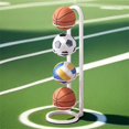 thumbnail image 3 of SUNSIOM Basketball Ball Rack 4 Tier Ball Storage Holder Freestanding Garage Ball Display Stand for Football Volleyball Soccer, 3 of 4