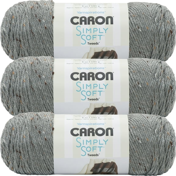 Caron Simply Soft Tweeds Yarn-Gray Heather, Multipack Of 3