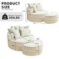 thumbnail image 3 of Chaise Lounge Chair Indoor with Ottoman, Oversized  Sleeper Chair with 5 Pillows, Velvet Upholstered Sofa Bed for Living Room, Beige, 3 of 10
