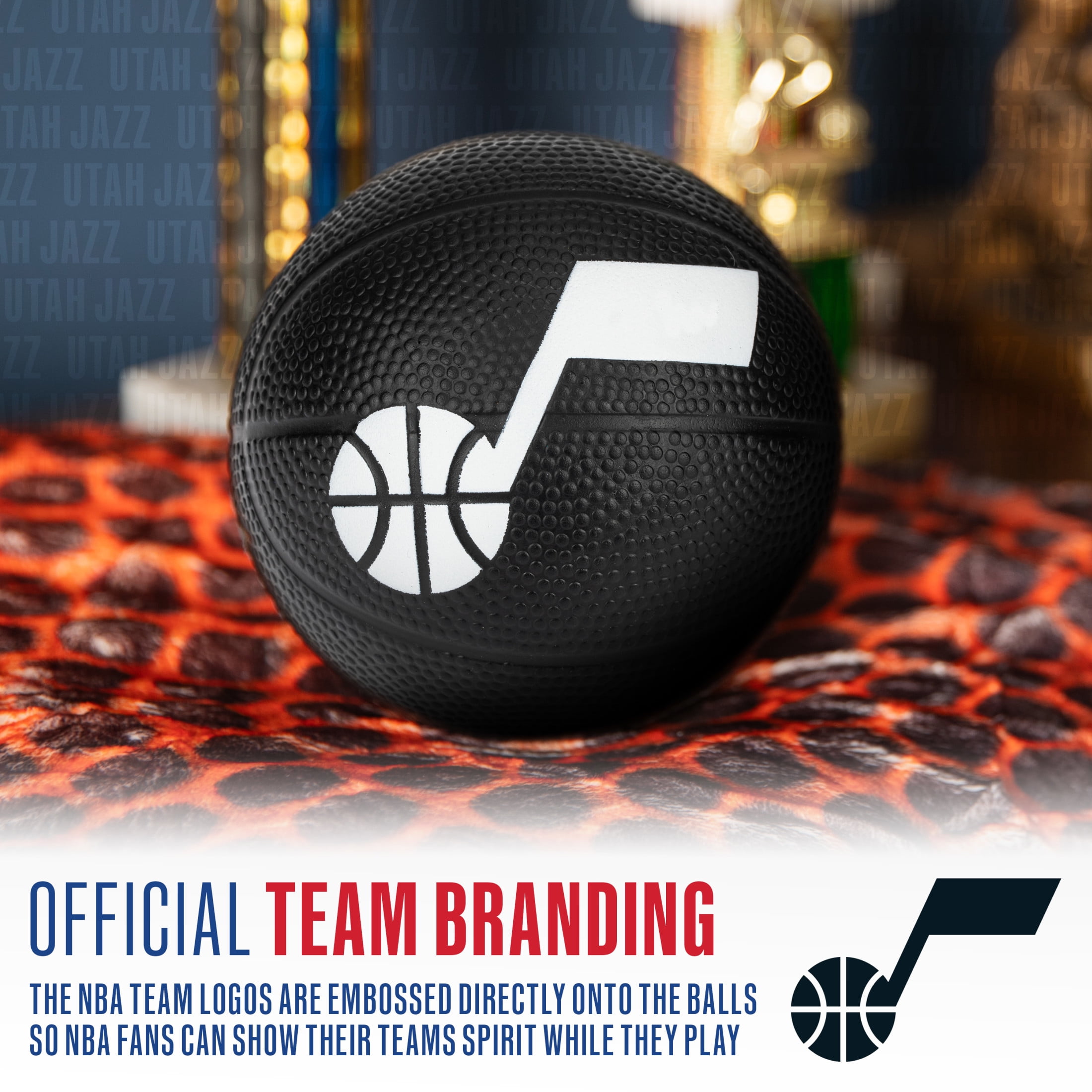 Franklin Sports NBA Utah Jazz Mini Foam Basketball - Kids 5.5" Inch Toy Basketball for Over the Door + Mini Indoor Basketball Hoops - NBA Fan Shop Soft Foam Indoor Kids Basketballs