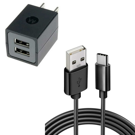 6ft Long USB-C Cable Home Wall Charger for Motorola Edge (2024)/(2022) - 2-Port Power Adapter Wire Charging Cord AC Plug