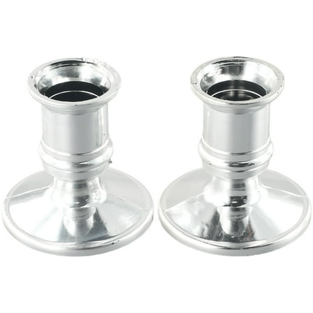 2pcs Silver Traditional Shape Electronic Candle Holders for Home Decor