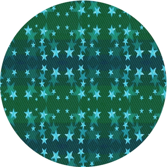 Ahgly Company Indoor Round Patterned Deep Teal Green Area Rugs, 3' Round