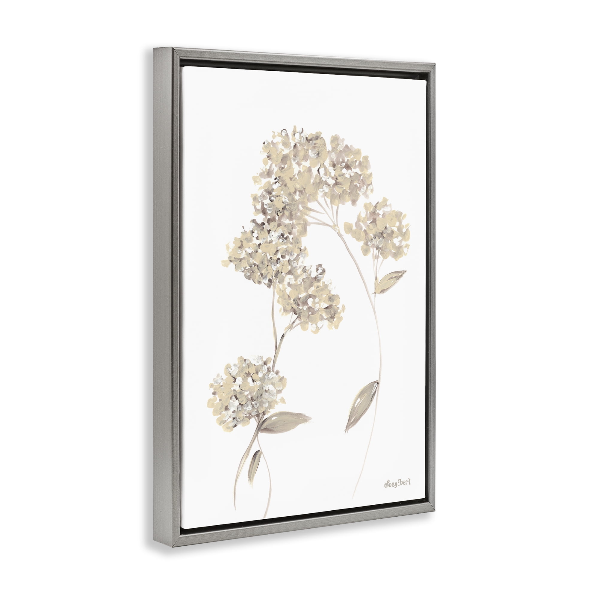 Stupell Industries Neutral Geranium Florets Botanical & Floral Painting Gray Floater Framed Art Print Wall Art, 21 x 31