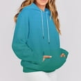 thumbnail image 5 of LEBONYAR Women's Fashion Round Neck Drawstring Hoodie Casual Gradient Color Long Sleeve Pocket Loose Fit Sweatshirts, 5 of 7