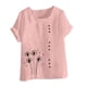 thumbnail image 4 of Vestidos Casuales Para Mujer, Blusas De Mujer De Moda Blusa informal de lino con cuello redondo, manga corta y botones para mujer, 4 of 4