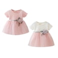 thumbnail image 1 of Children Summer Girls Cotton Cute Mesh Stitching Bottoming Short Sleeve Sweet Princess Dress, 1 of 8