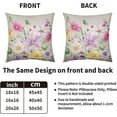 thumbnail image 4 of Spring Floral Pillow Covers 18x18 Set of 2 Pink Purple Green Flower Leaf Plant Print Plant Decorative Throw Pillow Cases Outdoor Summer Farmhouse Decor for Sofa Couch Bed, 4 of 6