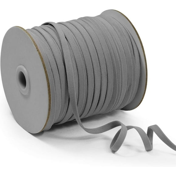 Trims by The Yard 1/4" Ultra Soft Knit Elastic Band, Premium Material, Durable Knitted Elastic Cord for Sewing, Easy to Use, Versatile Sewing Supplies, 100-Yard Cut, Gray