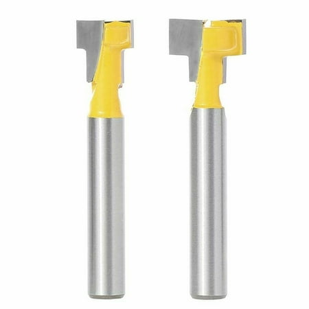 

2 Pcs 1/4in Shank Yellow T-Slot Cutter Router Bit Set for 3/8in & 1/2in Hex Bolt