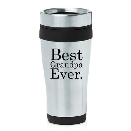 16oz Insulated Stainless Steel Travel Mug Coffee Mug Tumbler Best Grandpa Ever (Black)