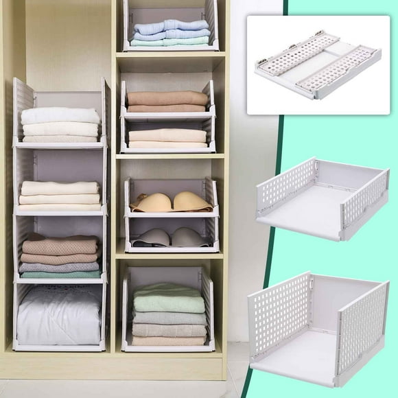 Vaidha Wardrobe Storage Rack Foldable Disassembly Stacking Finishing Storage Box Plastic Thickened Partition Drawer Type Push-pull Frame