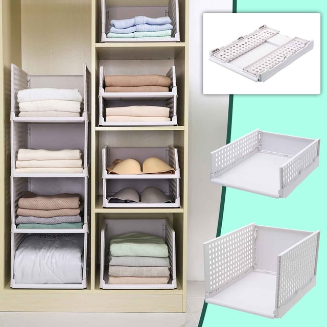 Xihbxyly Perchero de Almacenamiento para Armario, Diseño Plegable y Desmontable, Riel Deslizante para Un Uso Fácil, Parte Superior Transparente E Intuitiva, Organización Que Ahorra Espacio, Almacenam