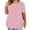 Pink, variant on yillto Womens Plus Size Top Summer Basic Short Sleeve V Neck Loose Blouse Casual Tunic Top L-5XL