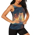 thumbnail image 2 of Fotbe Starry Sky Constellation Cat Womens Loose Fit Casual Flowy Slim-Fit Tank Tops Athletic Round Neck Trendy Sleeveless Summer Tops for Gym and Yoga-XX-Large, 2 of 7