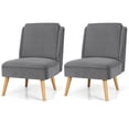 thumbnail image 1 of Gymax 2PCS Velvet Accent Chair Single Sofa Chair Leisure Chair with Wood Frame Grey, 1 of 10