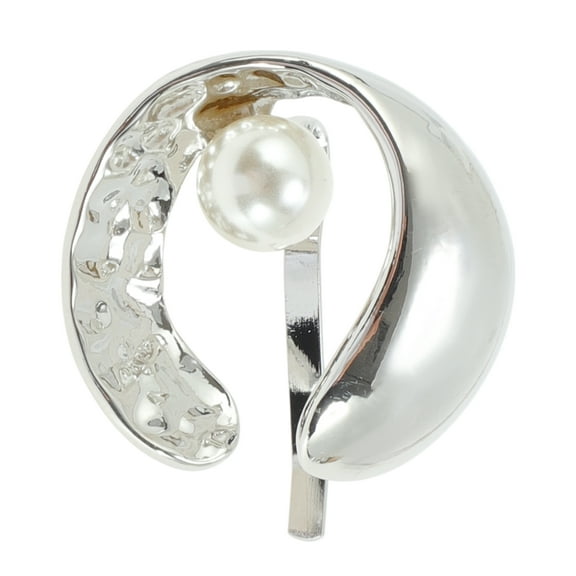 Unique Bargains 1 Pc Ponytail Buckle Hair Clip Ring Faux Pearl Hair Ponytail Cuff for Women Silver Tone