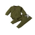 thumbnail image 1 of MesaSe Newborn Infant Baby Boy Girl Winter Clothes Ribbed Solid Button Long Sleeve Tops Pants 2PCS Set Orange 0-3 Months, 1 of 10