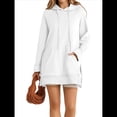 thumbnail image 1 of Vestido Informal Extragrande con Capucha, Larga, Dobladillo Dividido y Cordón Ajustable para Mujer con Bolsillo Tipo Canguro. L, 1 of 6