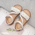 thumbnail image 4 of Gubotare Toddler Girl Sandals Girl's Sandals Dressy Bow Ankle Strap Sandal Open Toe Slides Flats Summer Cute Vacation Sandals Size 11.5 (White,11.5 Little Kid), 4 of 6
