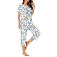 thumbnail image 3 of Rbaofujie Pyjama pour Femmes, Col Rond, Imprimé Floral, Manches Courtes, avec Poches, pour Noël en Famille, 3 of 6