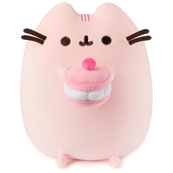GUND Pusheen Cherry Macaron Squisheen Plush, Squishy Toy, Collectible Dessert Food Toy, Cat Stuffed Animal for Ages 8 and Up, Pink, 9.5â