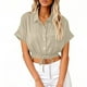 thumbnail image 1 of Vestidos Casuales Para Mujer, Blusas De Mujer De Moda Blusa corta de lino con solapa y botones sueltos para mujer, ropa de trabajo de verano, 1 of 5