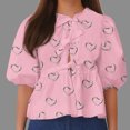 thumbnail image 3 of Camisetas de Manga Corta para las Mujeres Lanterna Manga Corbata Plisado Cuello Redondo, Casual Recortado Camiseta Top para Gimnasio Y Diario, 3 of 4