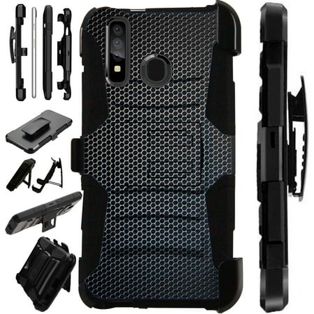 Compatible Samsung Galaxy A50 (2019) Case Armor Hybrid Phone Cover LuxGuard Holster (Mesh Metal