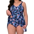 thumbnail image 6 of MecTo Women's Plus Size 2 Piece Tankini Set High Waist Tummy Control Bathing Suit with Swim Skirt, 6 of 8
