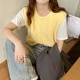 thumbnail image 5 of Suéter chaleco mujer chaleco suelto sin mangas sólido cuello redondo tejido chaleco dama estilo coreano otoño invierno mujer pulóveres 2024 nuevo, 5 of 5