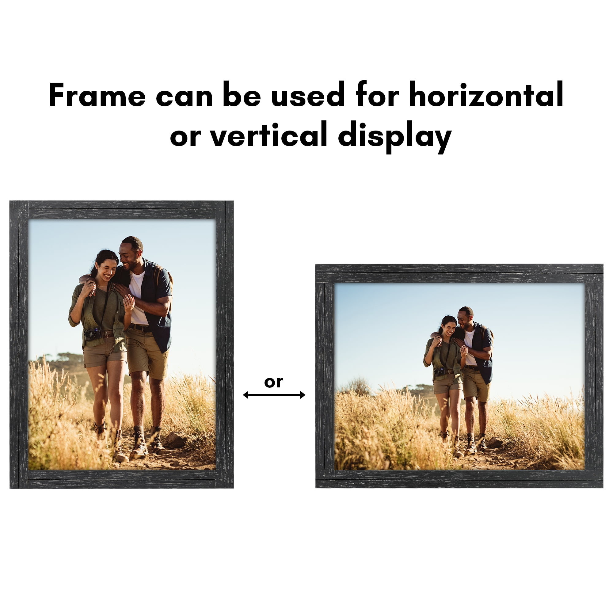 Americanflat 18x24 Poster Frame with Polished Plexiglass Hampton Collection Distressed Frames - Charcoal Black