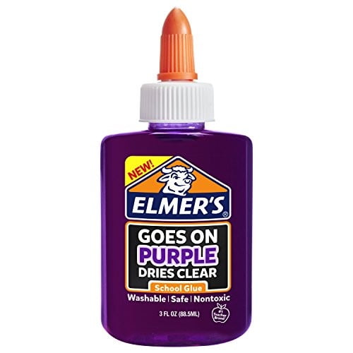 Elmer's Washable Goes On Purple/Dries Clear School Glue-3 Ounces