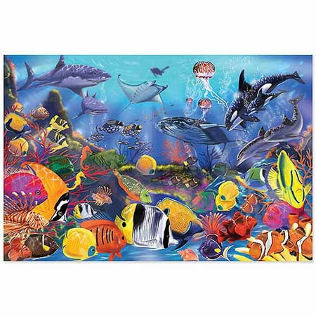 4 Piece Puzzle Ring - Melissa & Doug Underwater Floor Puzzle (Extra-Thick Cardboard Construction, Beautiful Original Artwork, 48 Pieces, 2′ × 3′)