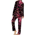 thumbnail image 4 of Ousvtion Saving Women's Valentine's Day Pajamas Sets Love Heart Print Sleepwear Valentines Two Piece Outfits Button Down Long Sleeve Loungewear Soft Tops and Bottom Clearance,D05-Multicolor,X-Large, 4 of 5