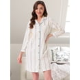 thumbnail image 3 of DARING DIVA Women's Striped Button Down Long Sleeve Pajama Dress S Light Blue Stripe, 3 of 6