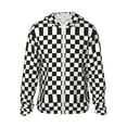 thumbnail image 2 of Uemuo Black and White Checkerboard Pattern Women's Full Zip UPF 50+ Sun Protection Hoodie Jacket Long Sleeve Sun Shirt Hiking Outdoor Performance with Pockets-Large, 2 of 9