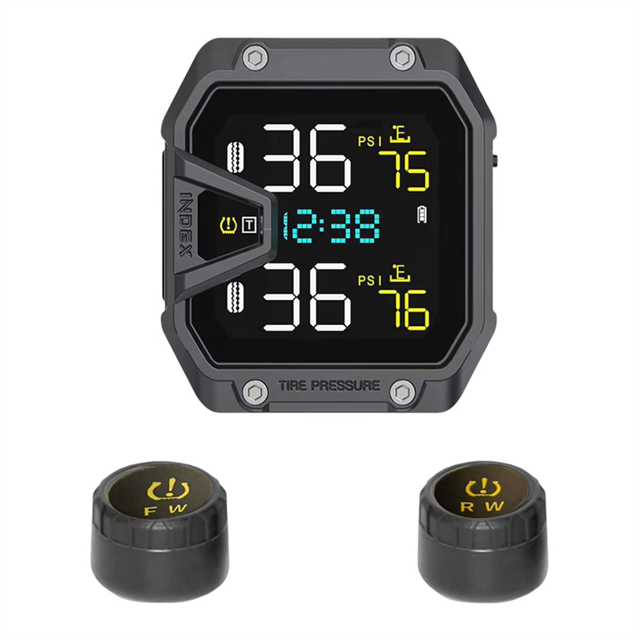 Motorcycle TPMS with 2 Sensors IP65 Waterproof Wireless Tire Pressure Monitoring System B,1 x Motorcycle TPMS Tire Pressure Monitoring System 2 x sensor,Black