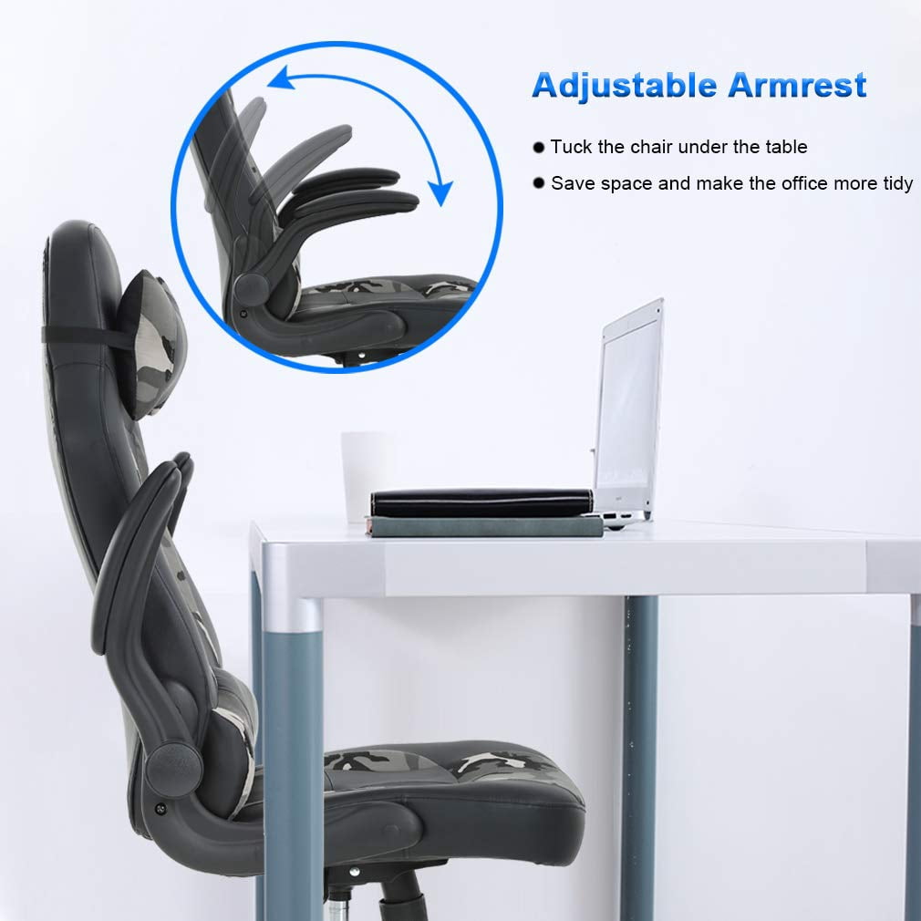 YRLLENSDAN Racing Adults Adjustable High Back Gaming Chair with Arms and Headrest, Camo