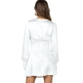 thumbnail image 6 of SAYOO Women's Spring Autumn Short Dress White Long Sleeve O Neck Hollow Skinny Dresses, 6 of 7